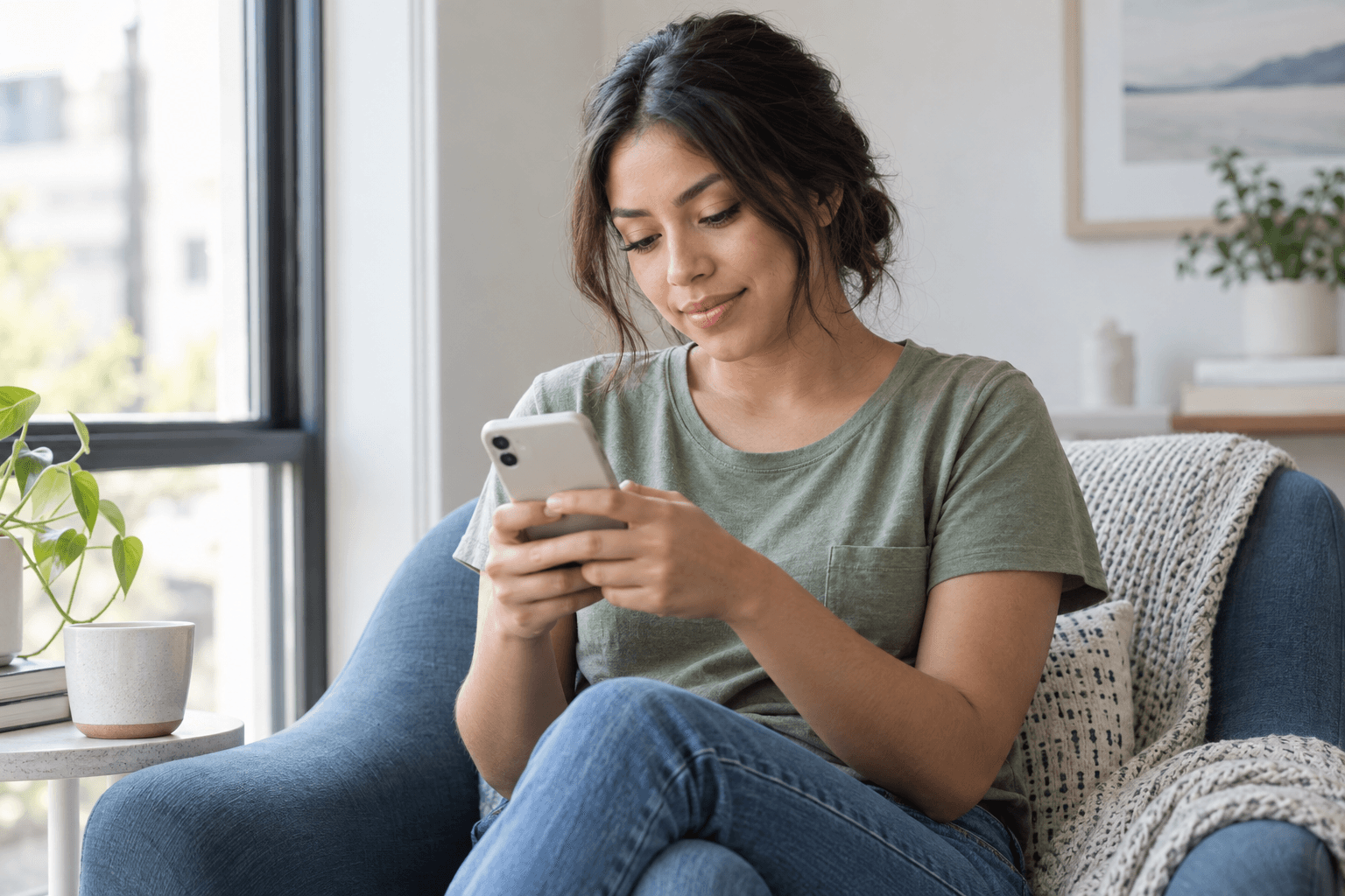 Illustrative scene of a young adult woman taking time to write a message